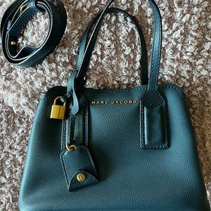 Marc Jacobs The Editor Logo Leather Tote Bag in Blue Sea